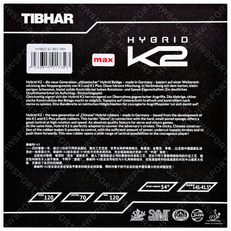 TIBHAR HYBRID K2 foglio superi - Table Tennis Hybrid Rubbers recensione e prezzo